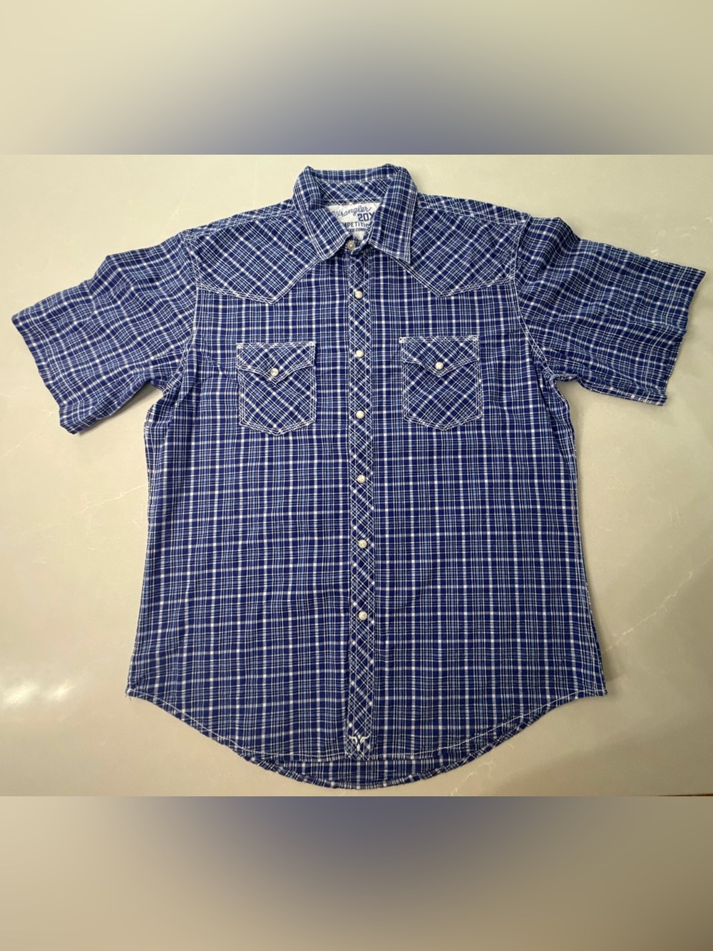 Wrangler 20X Competition Advanced Comfort Western Pearl Snap Plaid Shirt, L